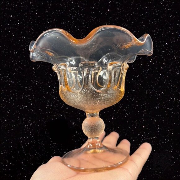 Stelvia Glass Company Compote Footed Bowl Peachy Pink Wayne Husted design Italy - Picture 13 of 16